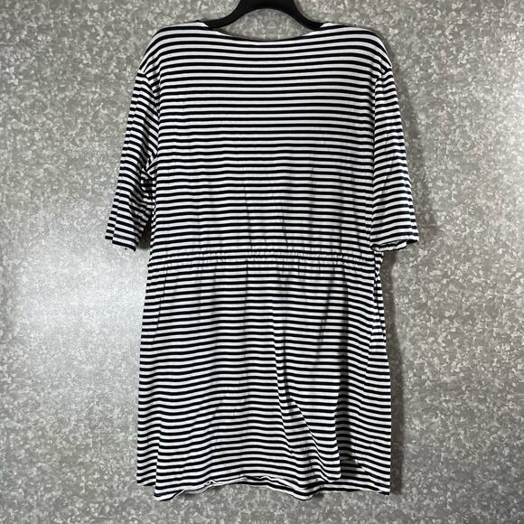 Ruby Rd. Women's Black & White Striped Casual Dress - Large - Drawstring Waist - Picture 6 of 6